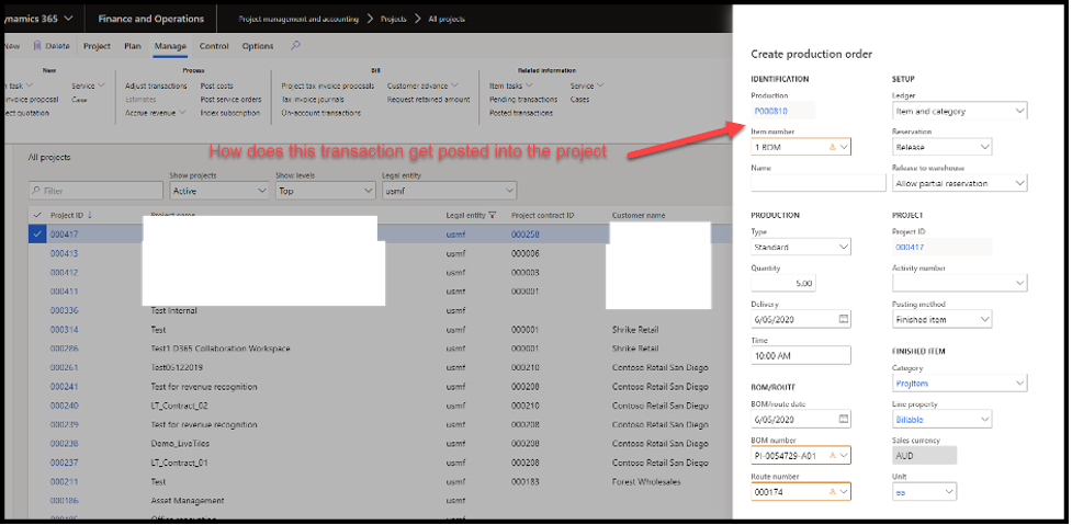 Production Orders for Projects: Cost Tracking and Invoicing in Dynamics 365 F&O