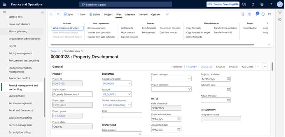 Work Breakdown Structure (WBS); WBS Templates; WBS Scheduling and Cost Estimate Views; Project Forecasts and Budgets; Time and Expense Entries 