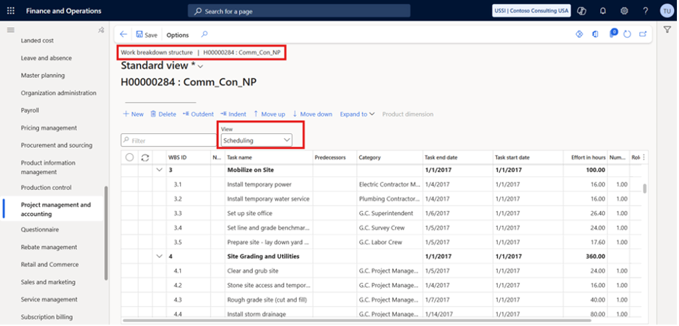 Work Breakdown Structure (WBS); WBS Templates; WBS Scheduling and Cost Estimate Views; Project Forecasts and Budgets; Time and Expense Entries