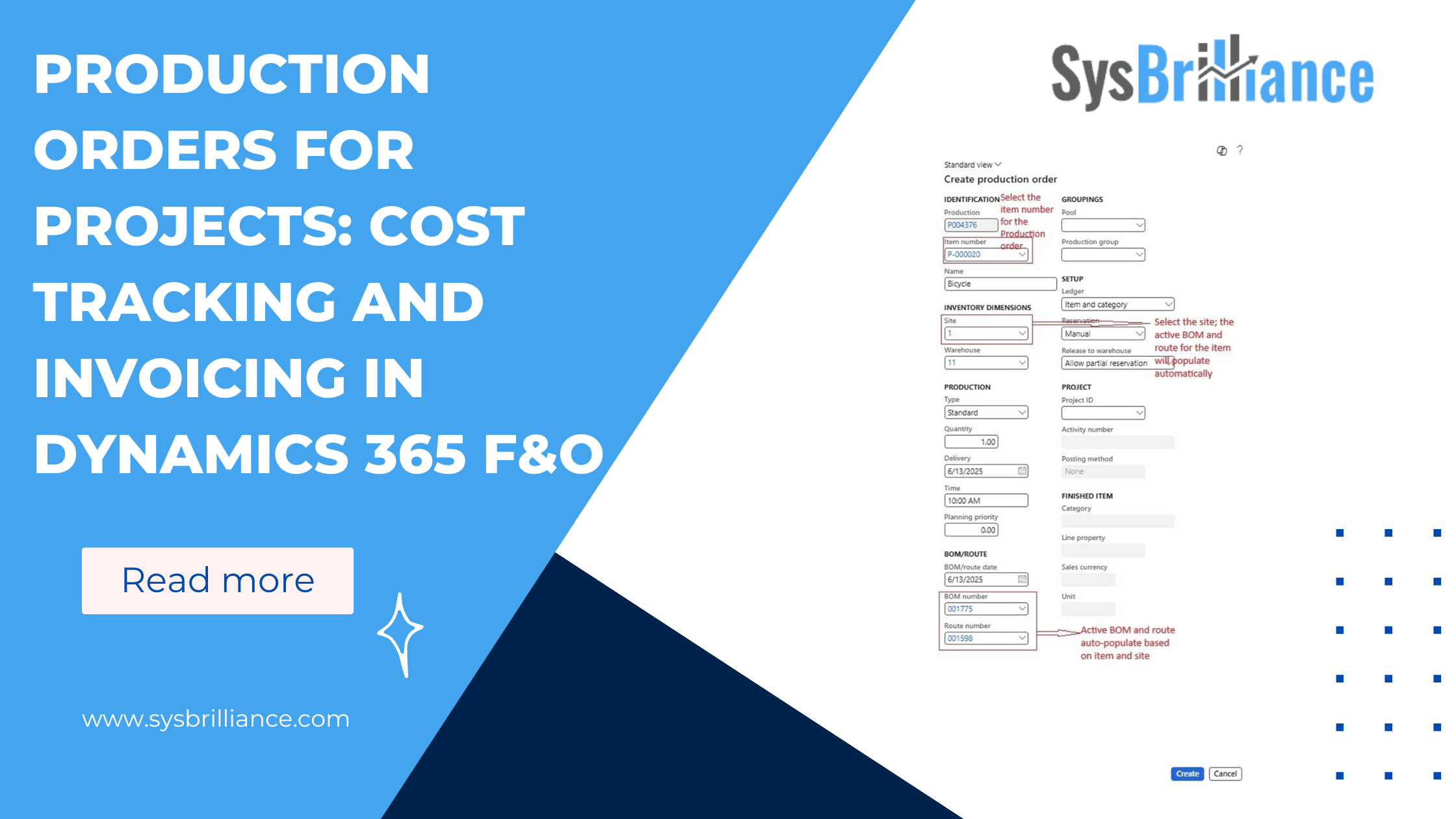 Production Orders for Projects: Cost Tracking and Invoicing in Dynamics 365 F&O
