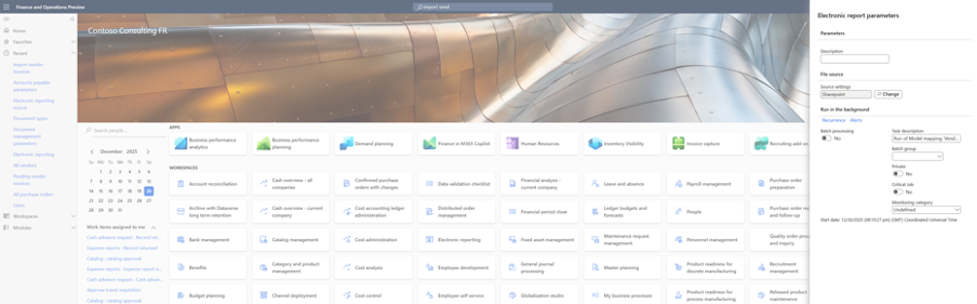 e-invoicing France, France e-invoicing, e invoicing in France, Dynamics 365 Finance e-invoicing, Electronic Reporting vendor invoices, vendor e-invoice import