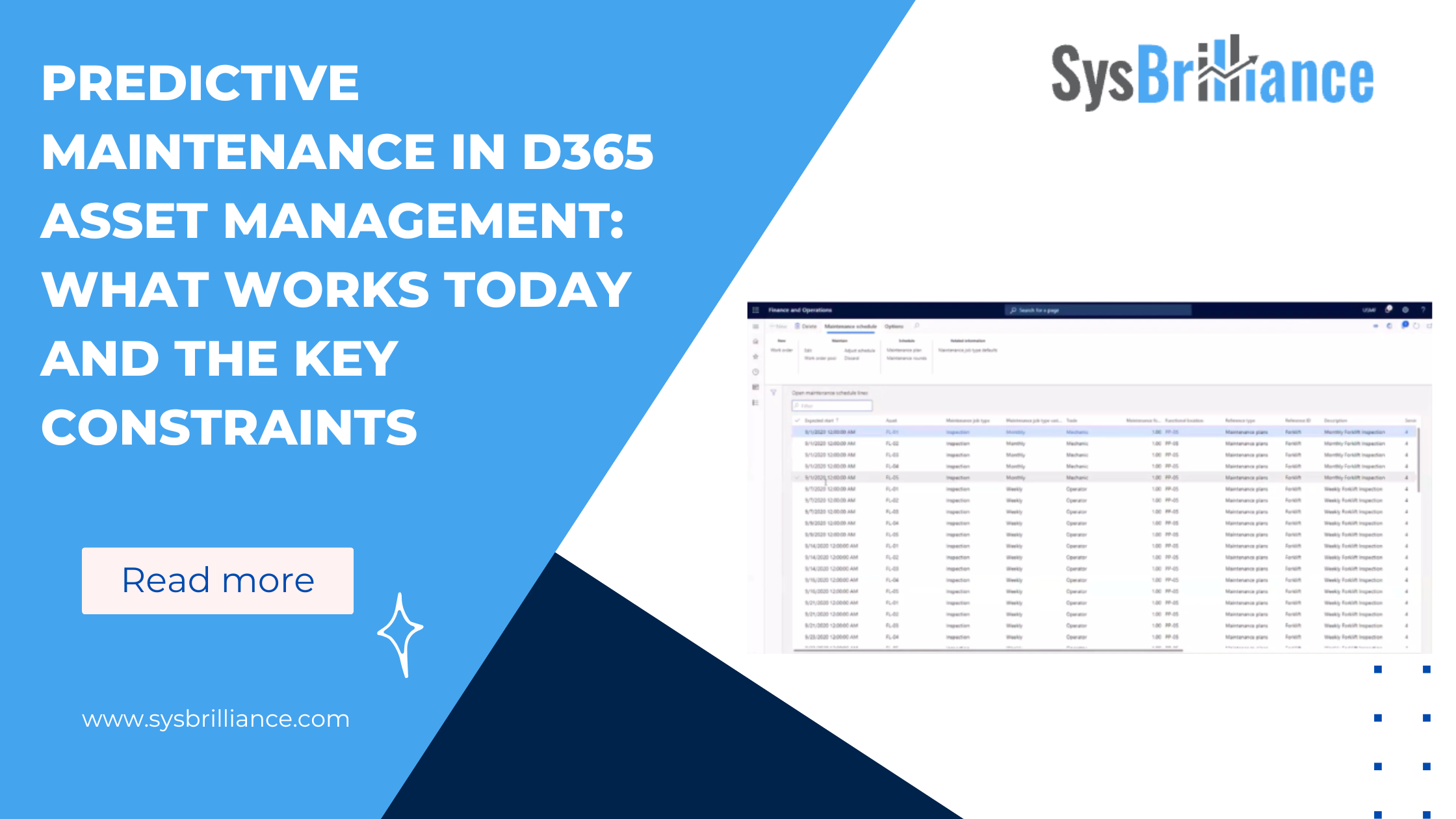 How predictive maintenance works in D365 asset management to support modern asset management strategies