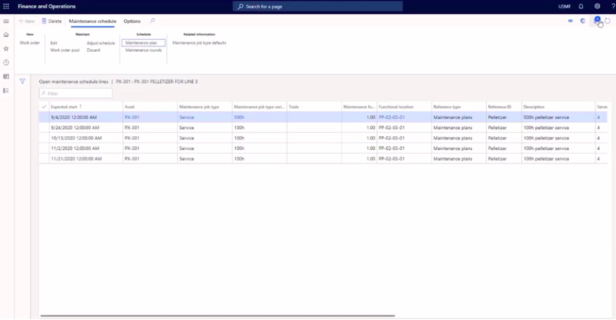 Condition based maintenance example in D365 asset management using real-time asset data